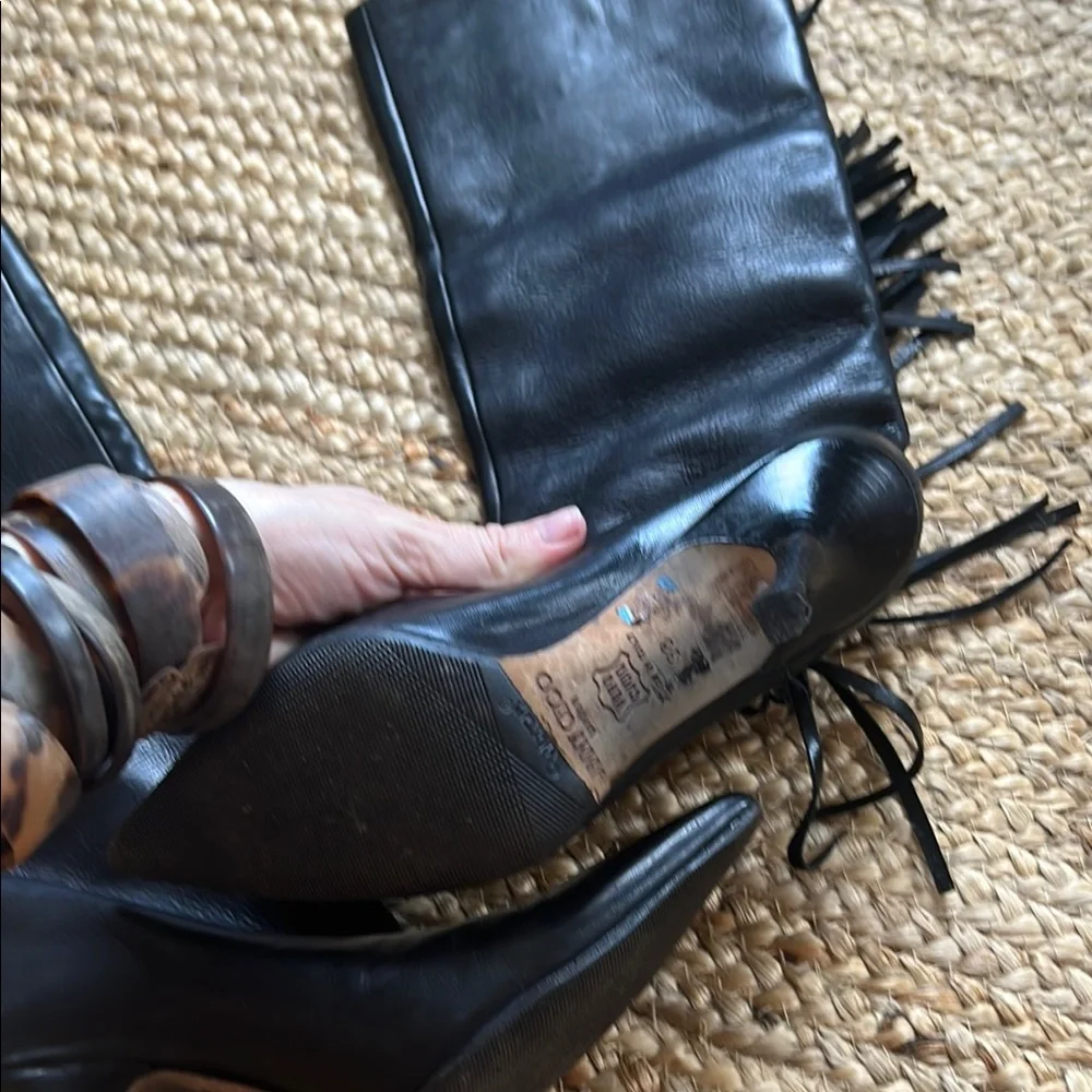 Jimmy Choo Black Fringe Heeled Boots - Picture 4 of 8